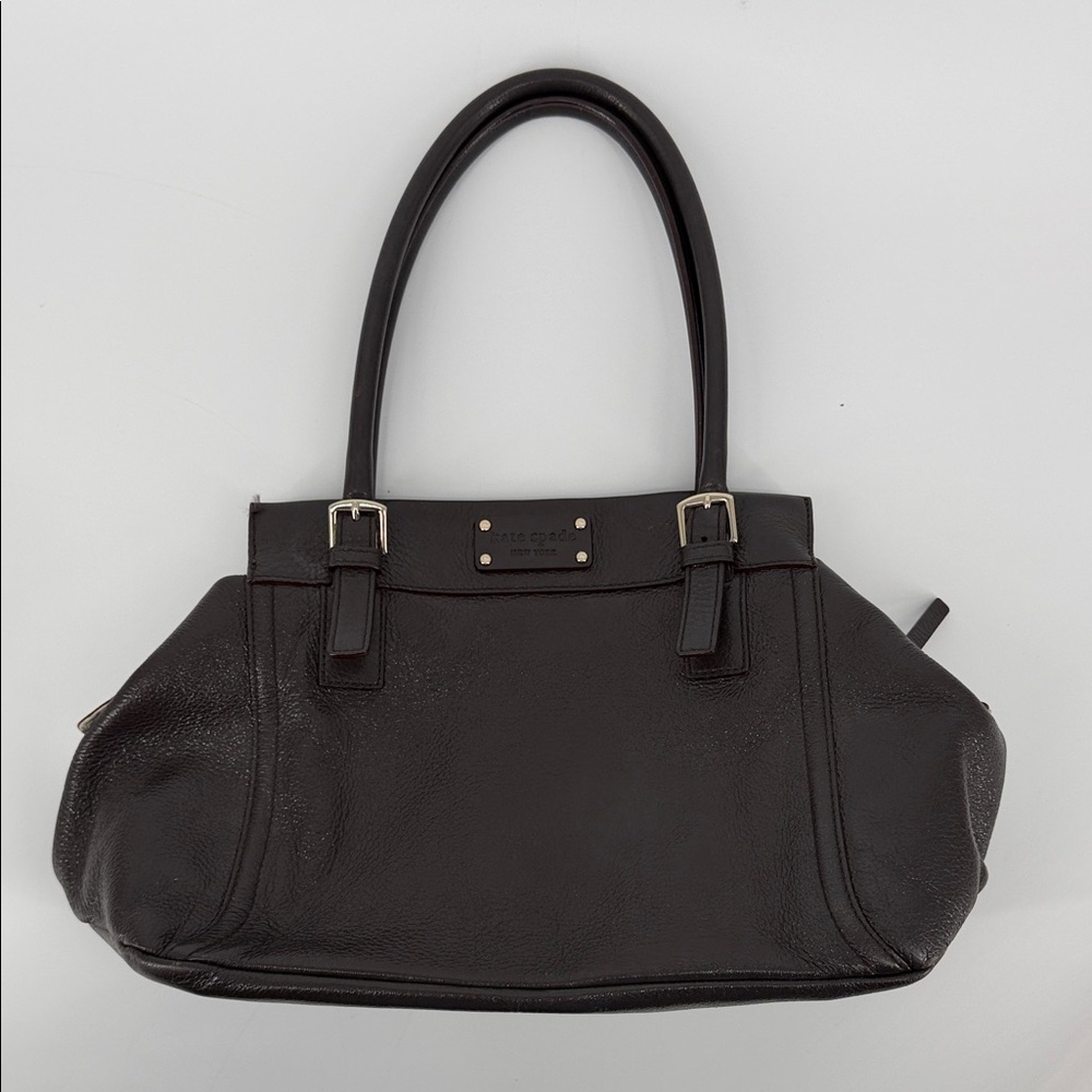 KATE SPADE Dark Chocolate Brown Pebble Leather Shimmer Shoulder Bag - Picture 2 of 13